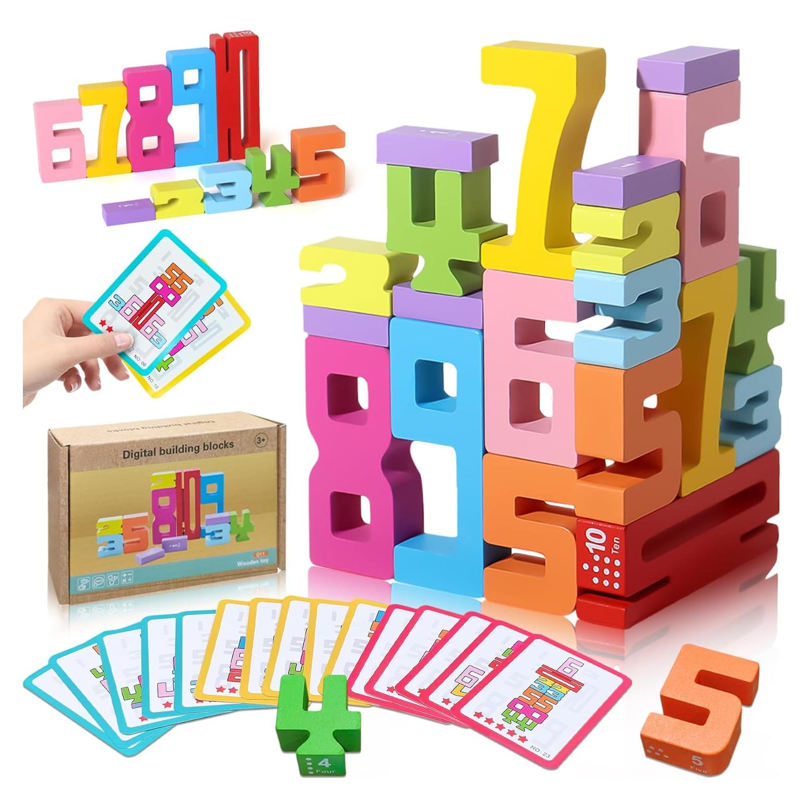 Bloques de Construcción de Números de Madera XPQKDC - 20 Piezas