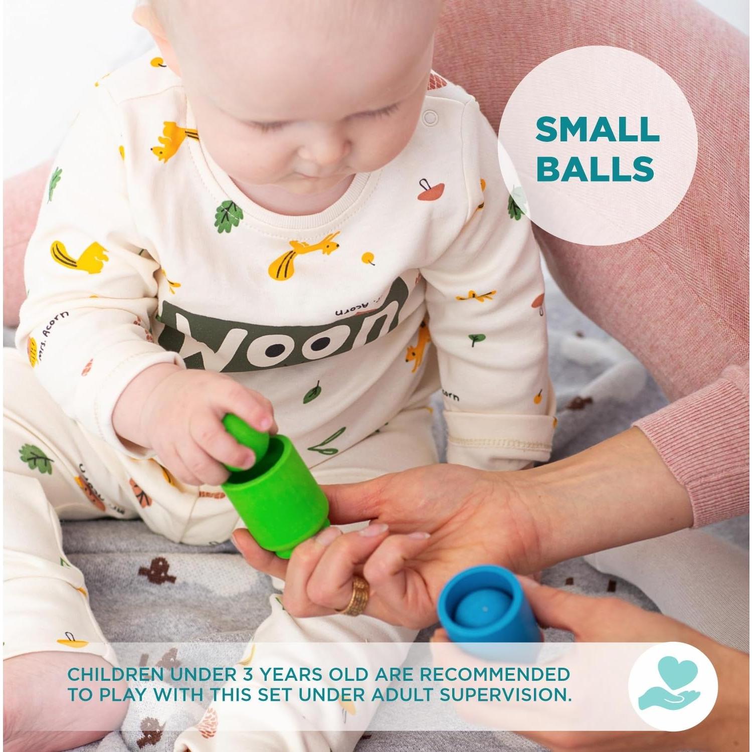 Kit de Bolas en Copas Ulanik Montessori 4 Bolas Madera 3 cm