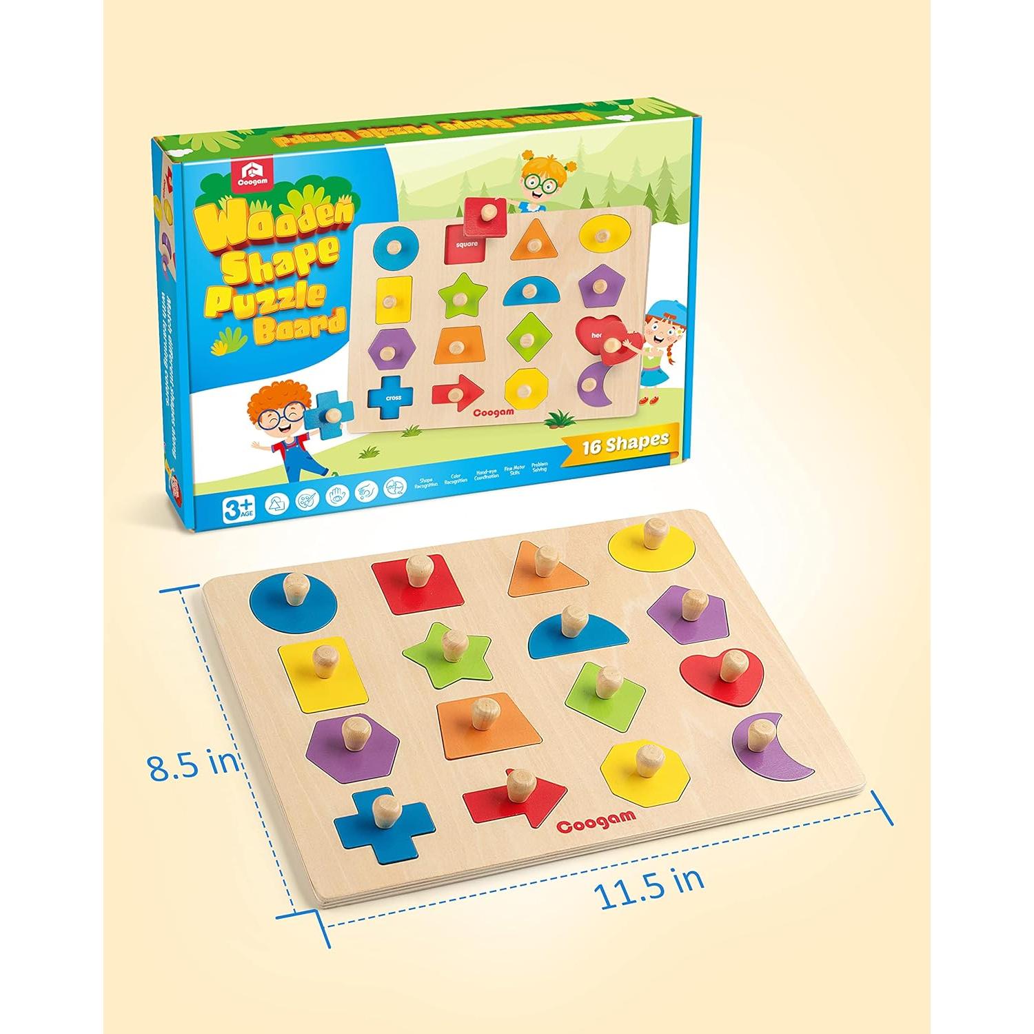 Rompecabezas de Madera Montessori Coogam 16 Piezas Colores