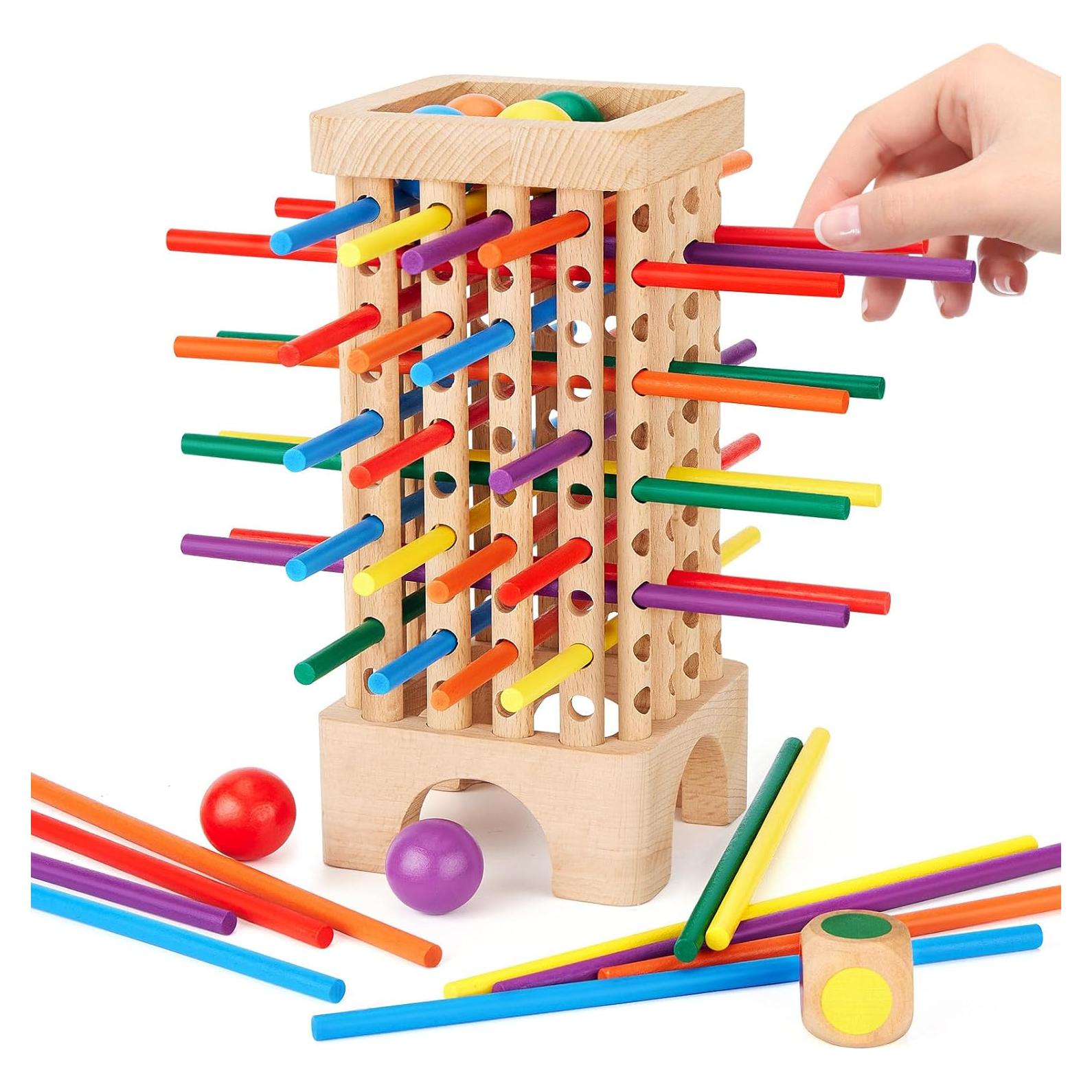 Juego Montessori de Mesa de Madera 42 Palitos Coloridos
