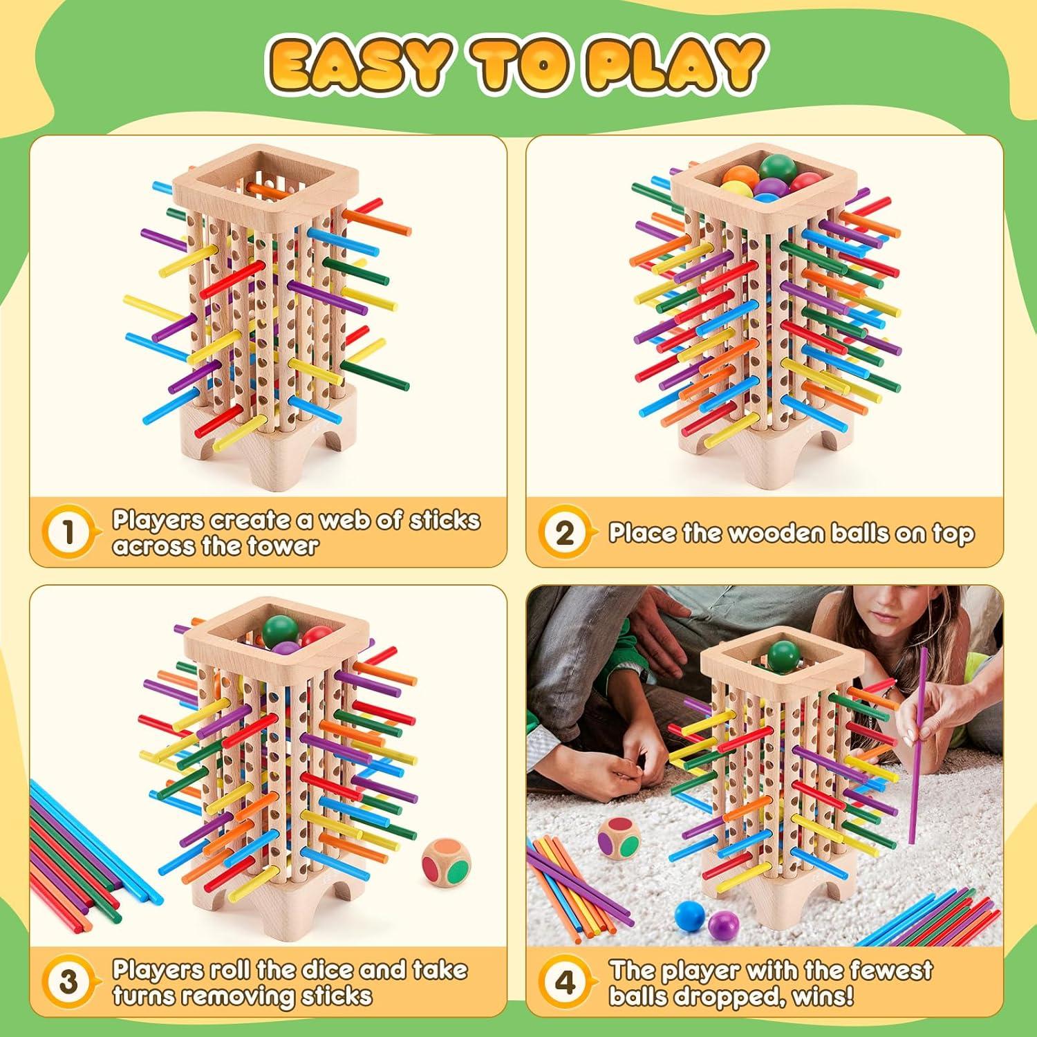 Juego Montessori de Mesa de Madera 42 Palitos Coloridos