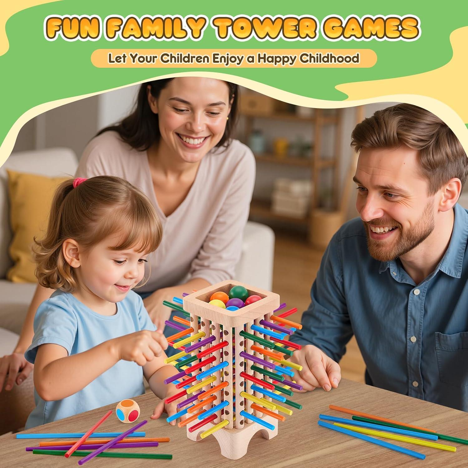 Juego Montessori de Mesa de Madera 42 Palitos Coloridos