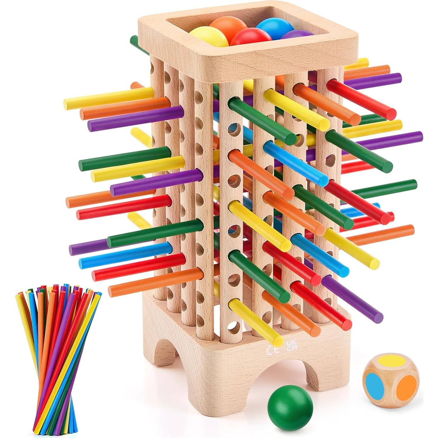 Juego Montessori de Mesa de Madera 42 Palitos Coloridos