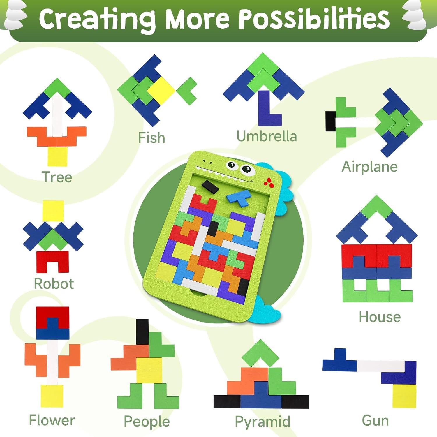 Rompecabezas de Bloques de Madera MindPal 40 Piezas 3D Educativo