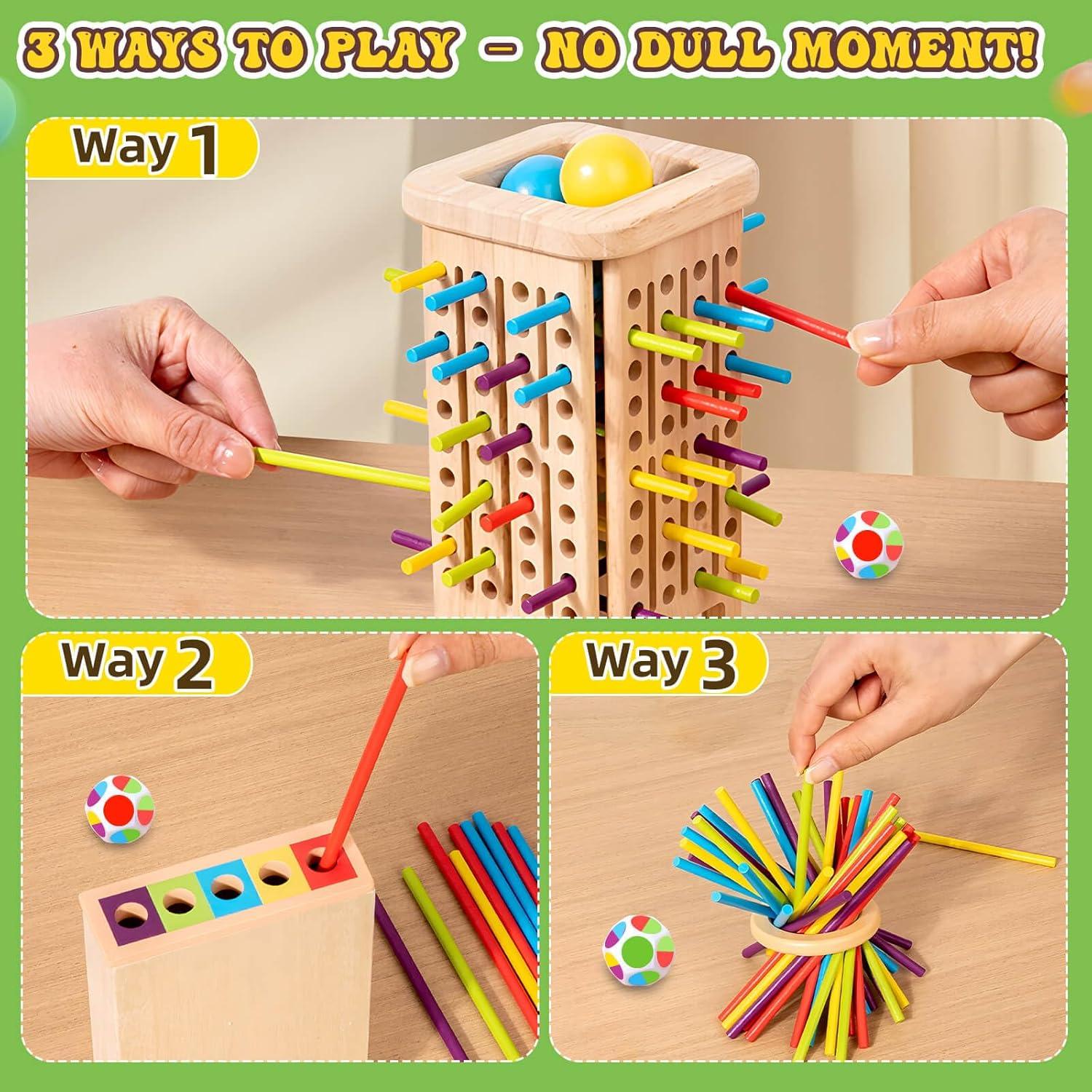 Juego de Mesa Montessori Britik 40 Palitos Madera 3 Modos