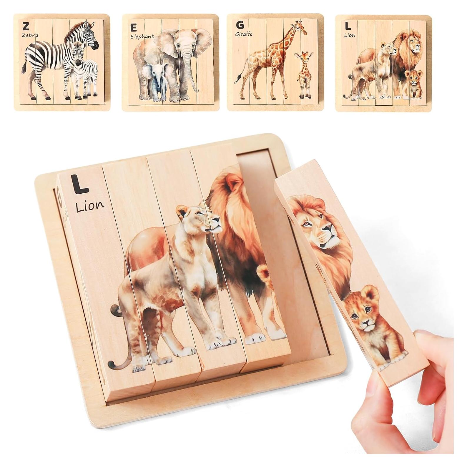 Rompecabezas de Madera 4-en-1 OESSUF Animales Safari