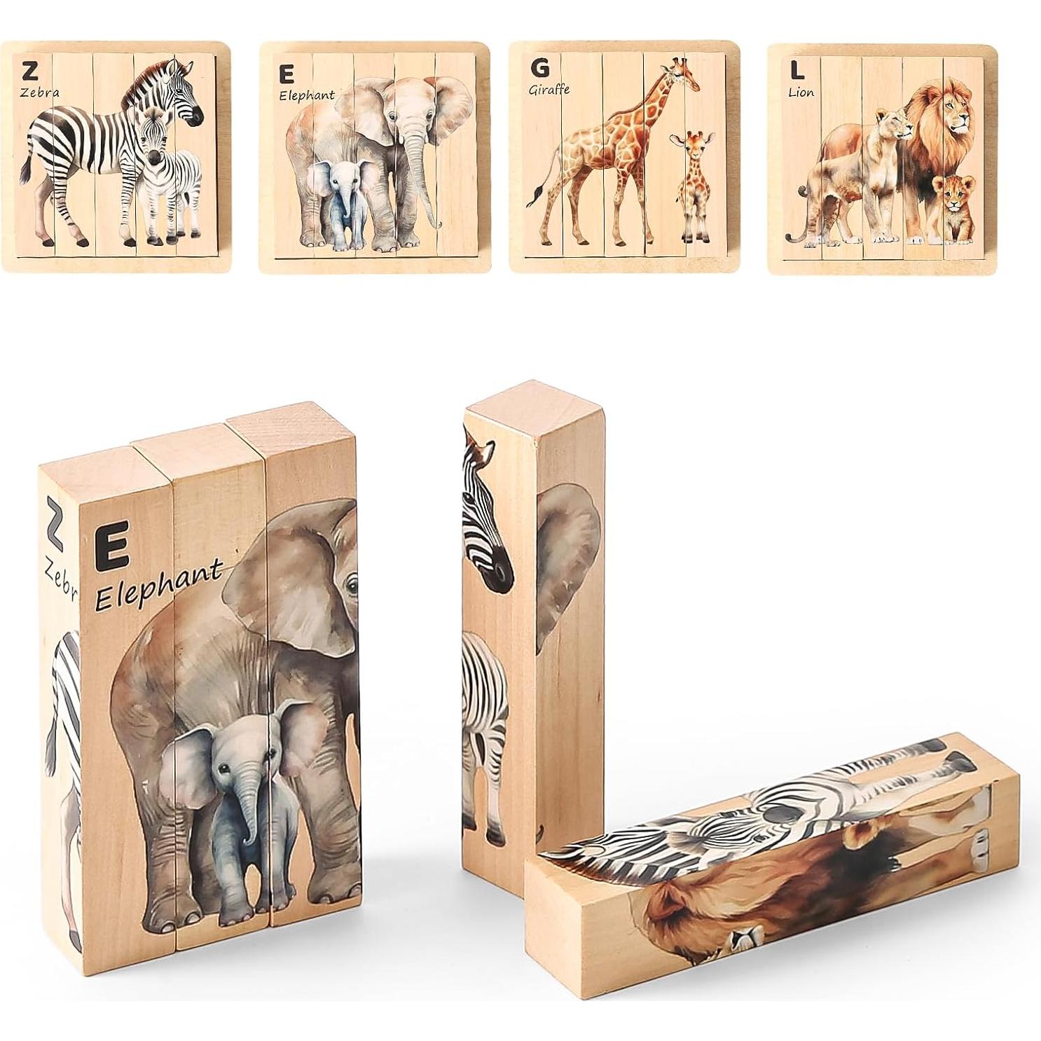 Rompecabezas de Madera 4-en-1 OESSUF Animales Safari