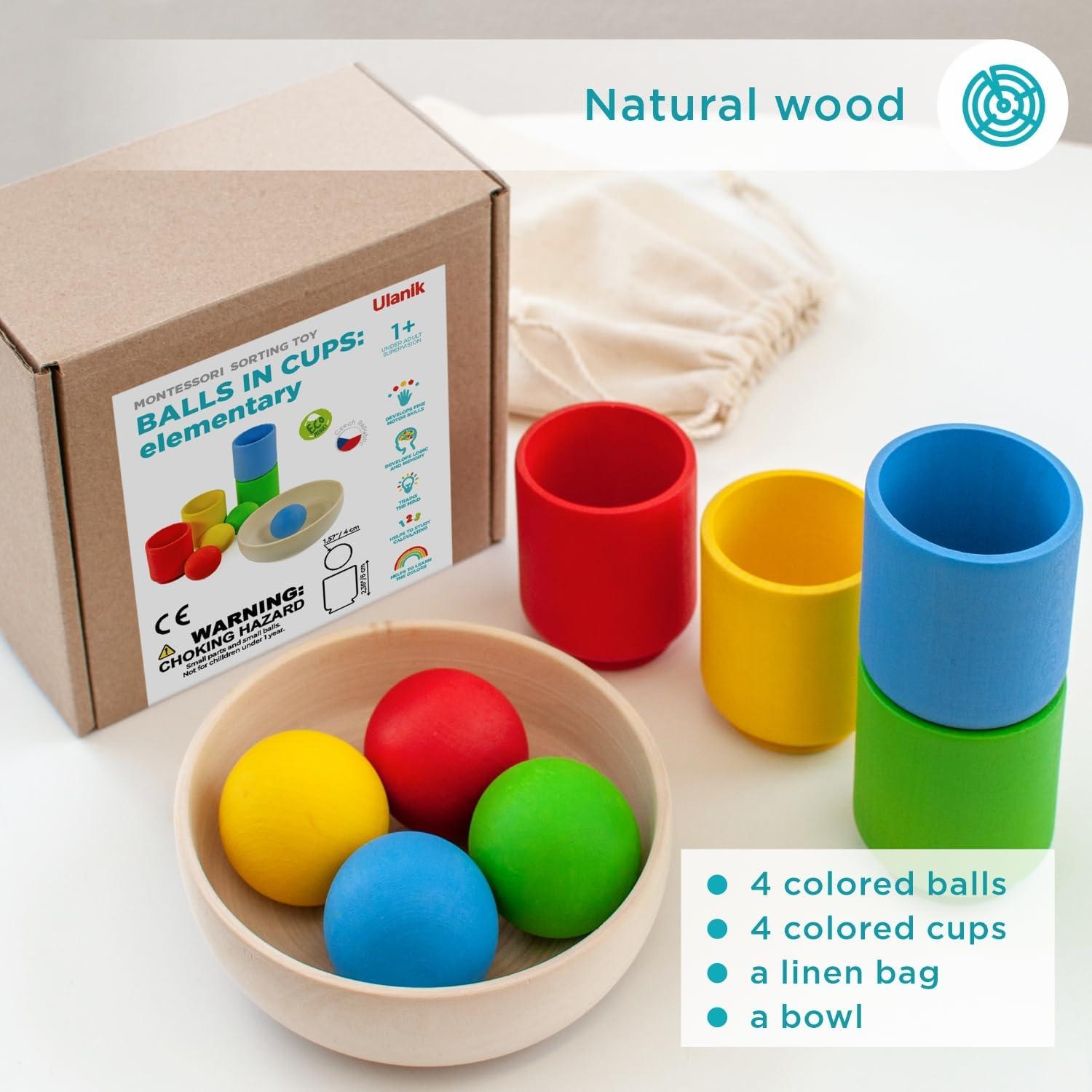 Kit Montessori Ulanik de Bolas y Copas - 4 Bolas 4 cm
