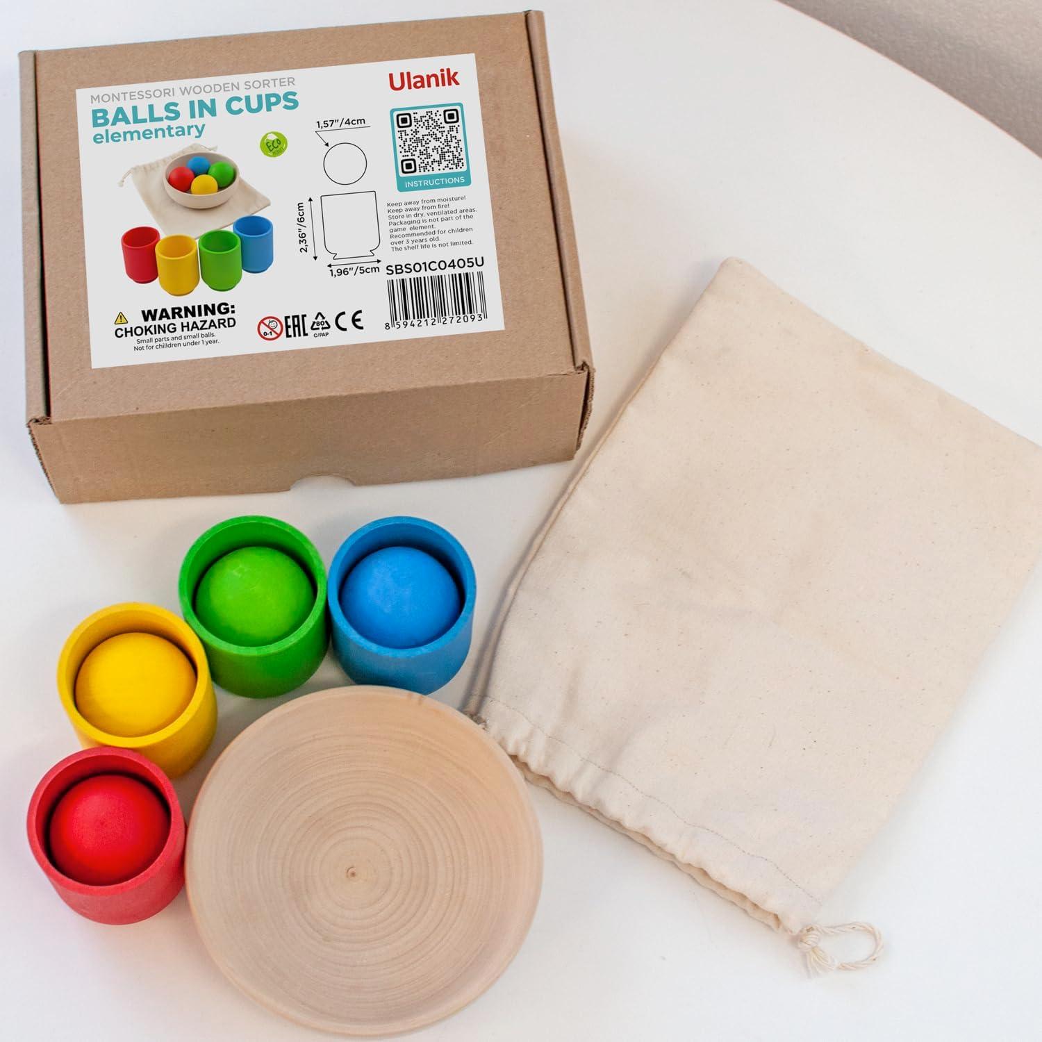 Kit Montessori Ulanik de Bolas y Copas - 4 Bolas 4 cm