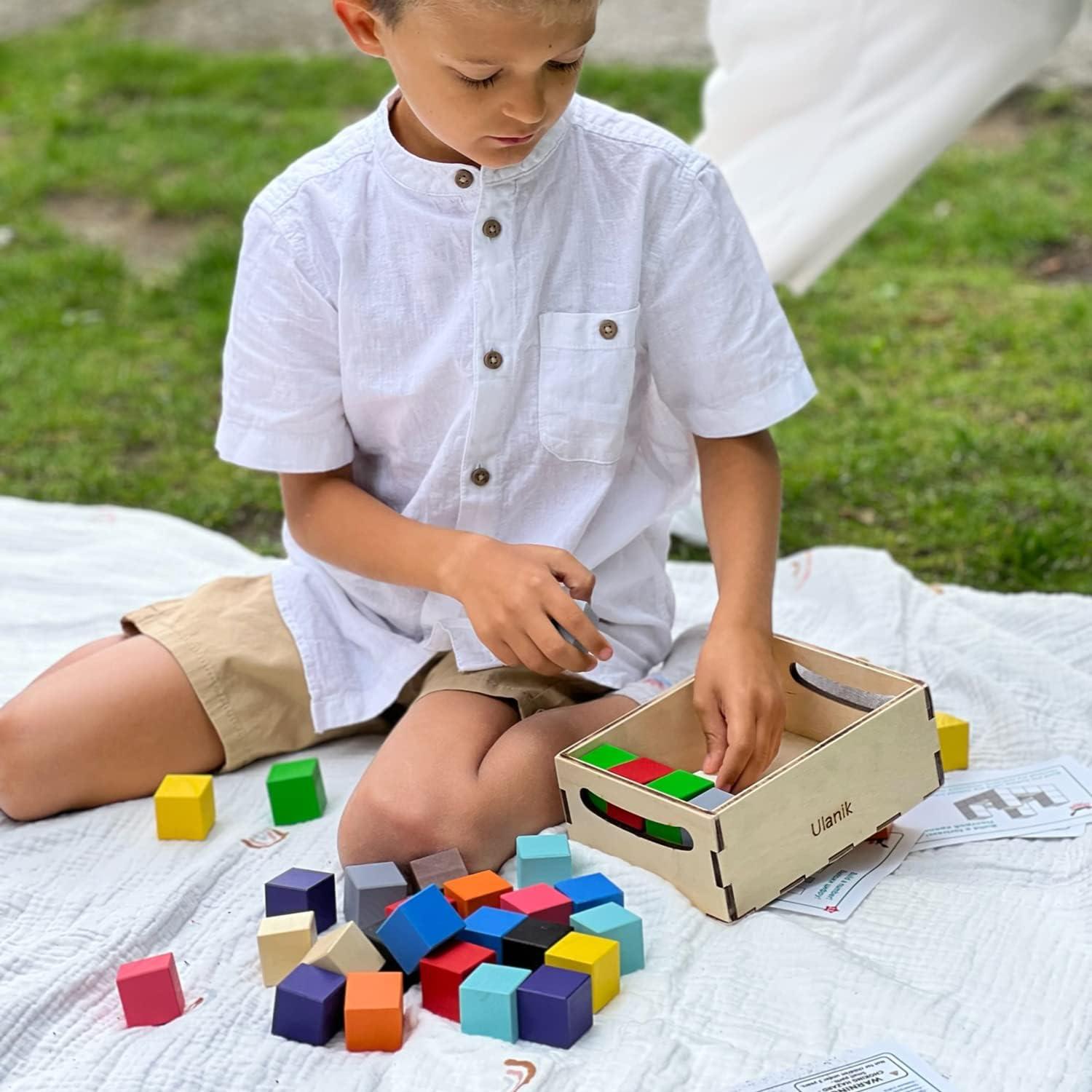 Juguetes Montessori Ulanik - Cubos de Madera 40 pcs 3 cm