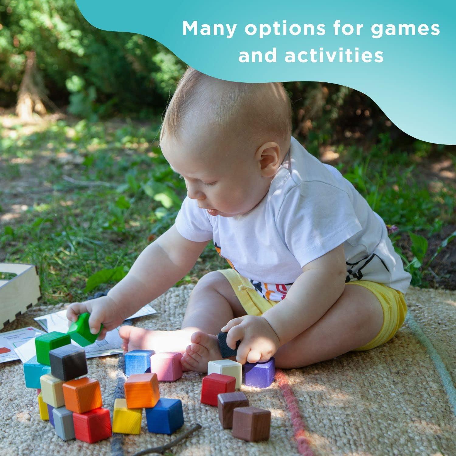 Juguetes Montessori Ulanik - Cubos de Madera 40 pcs 3 cm