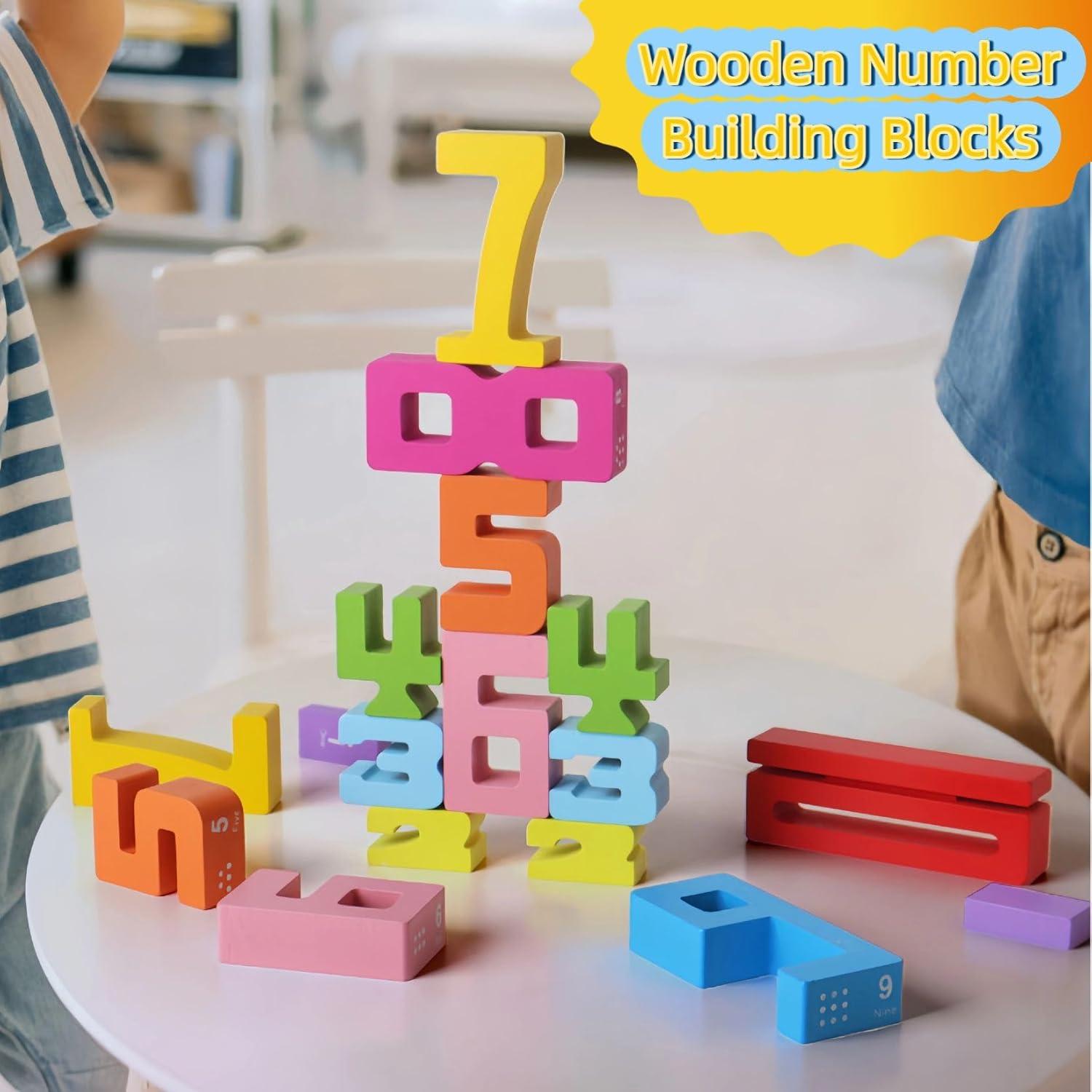 Bloques de Construcción de Números de Madera 20PCS CHOWONE