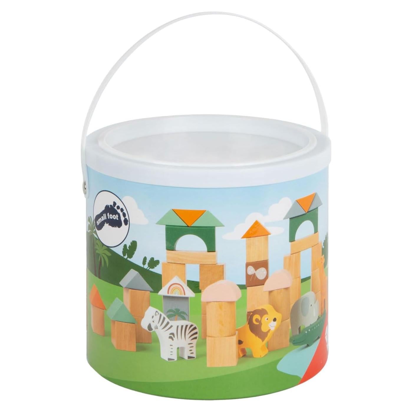 Juego de Bloques de Construcción de Madera Pequeño Pie Safari 50 Piezas