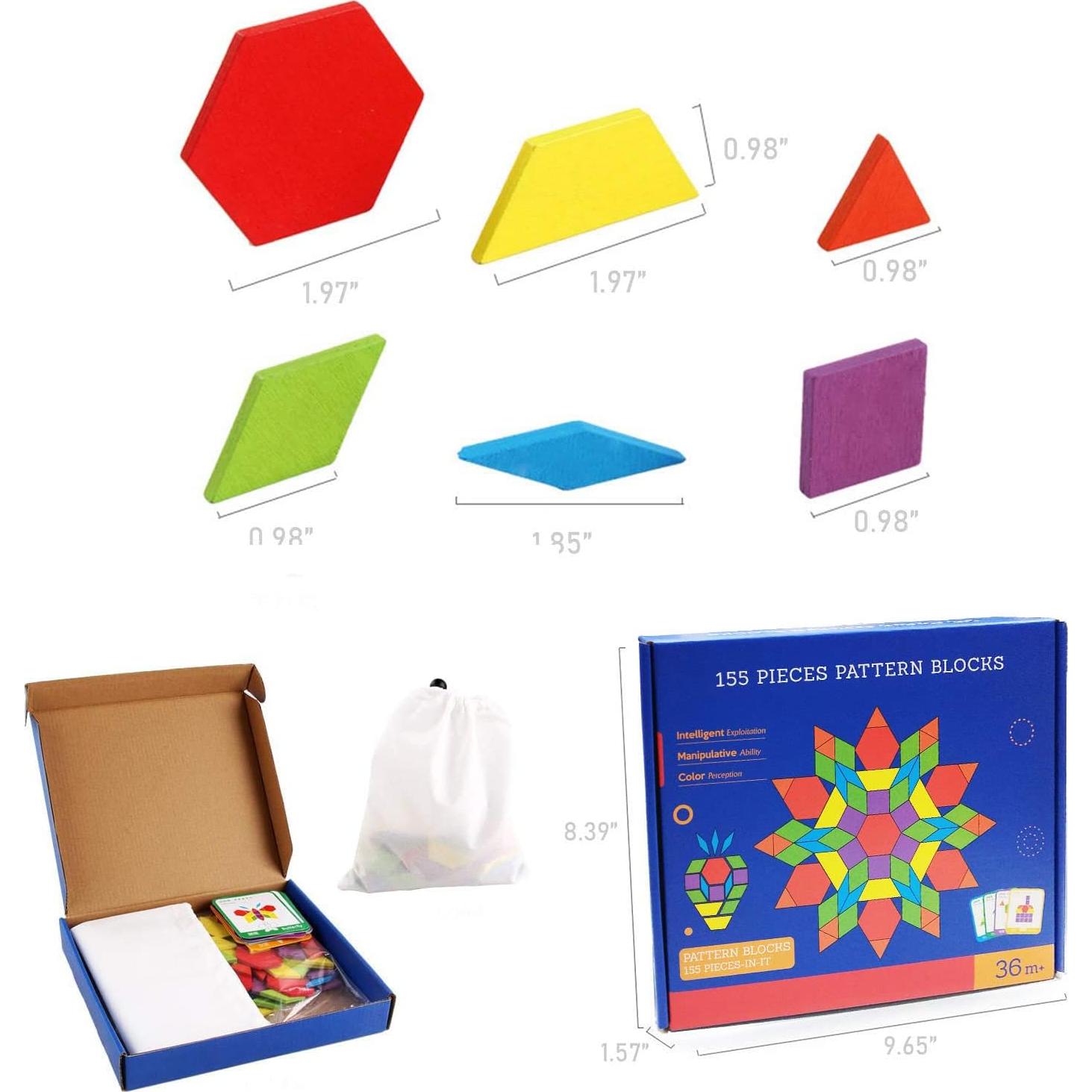 Juego de 155 Bloques de Madera Montessori para Niños 3+