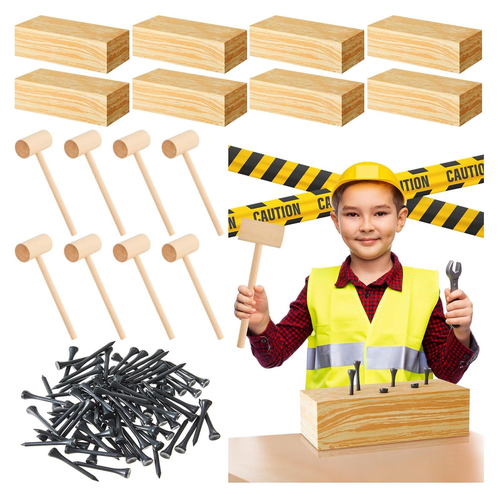 Juego de Martillo de Madera Realspring 8 Piezas para Niños 8+ Años