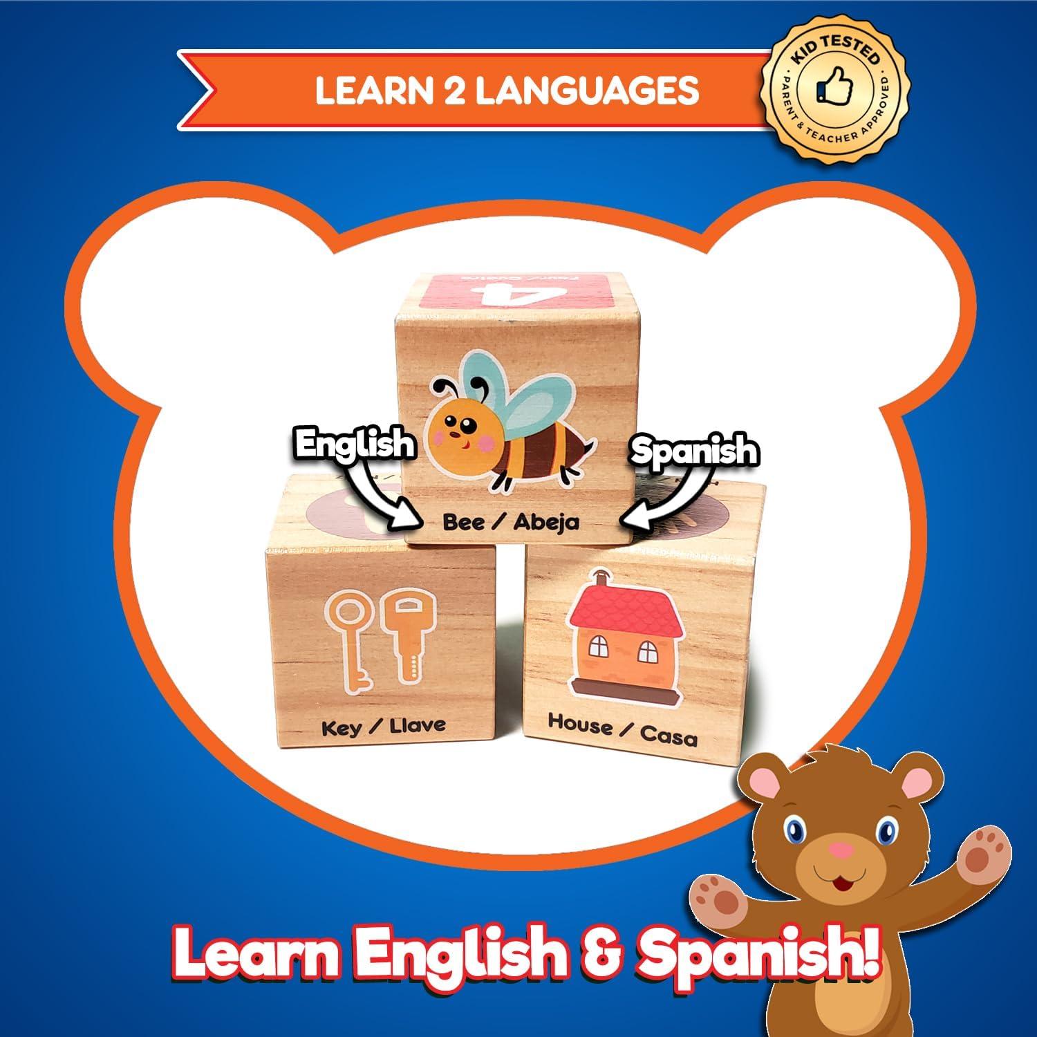 Bloques de Alfabeto Bilingües Kids Korner - 30 Bloques de Madera