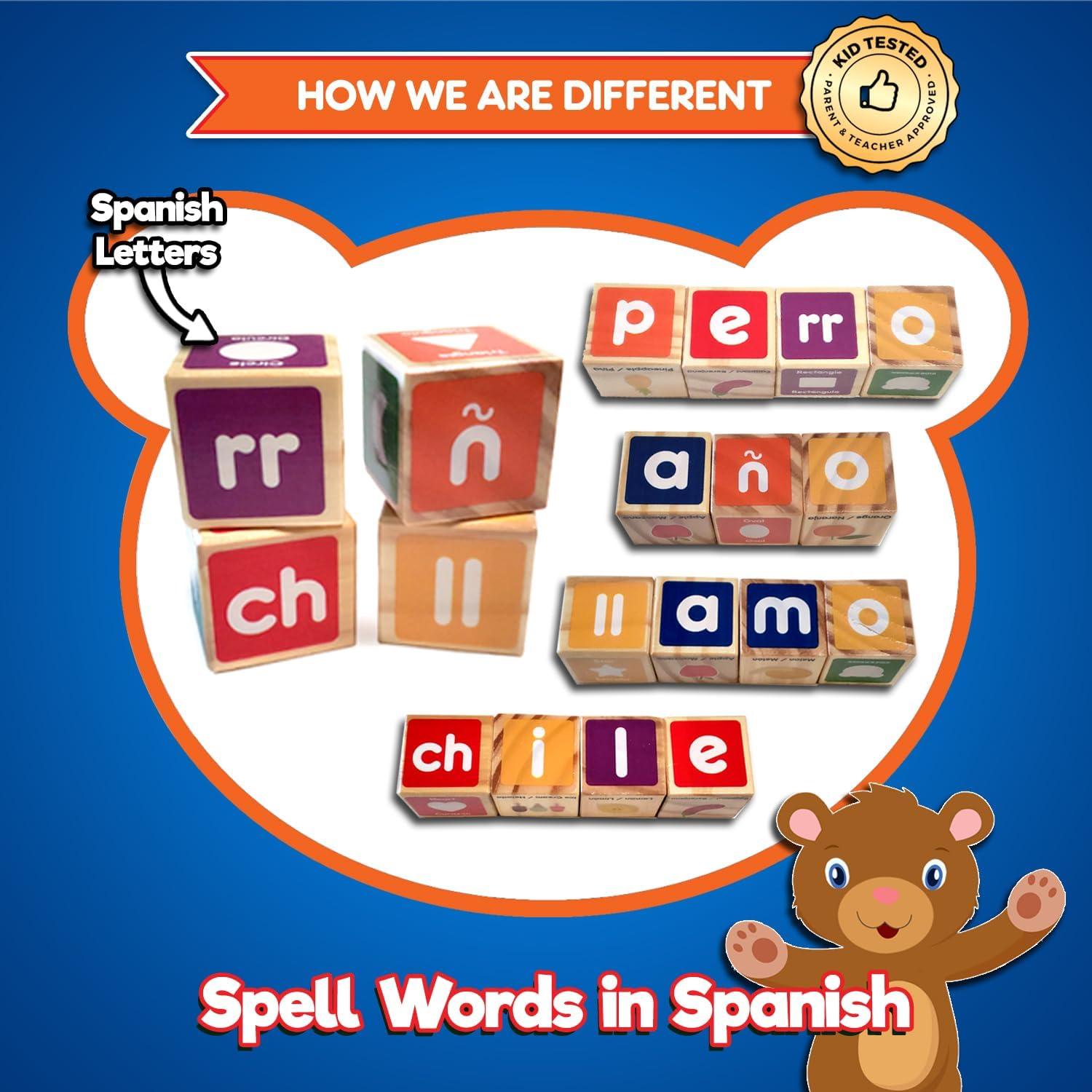 Bloques de Alfabeto Bilingües Kids Korner - 30 Bloques de Madera