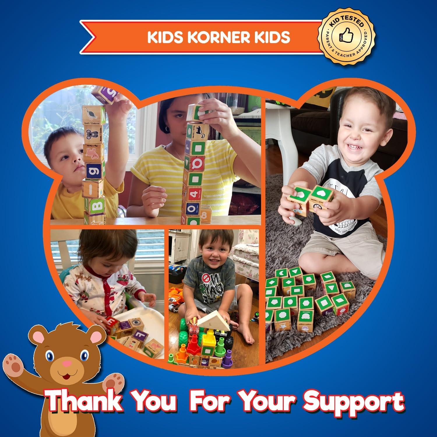 Bloques de Alfabeto Bilingües Kids Korner - 30 Bloques de Madera