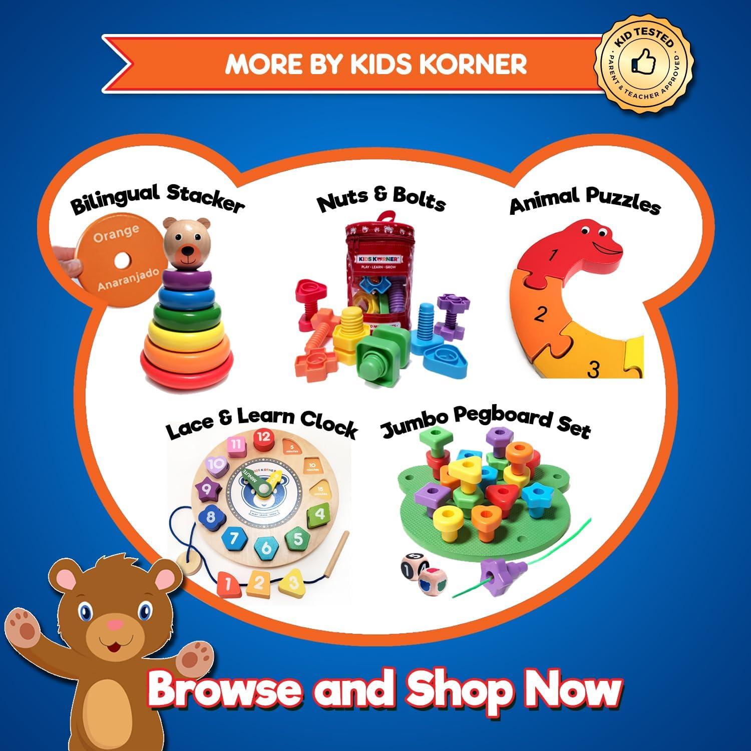 Bloques de Alfabeto Bilingües Kids Korner - 30 Bloques de Madera