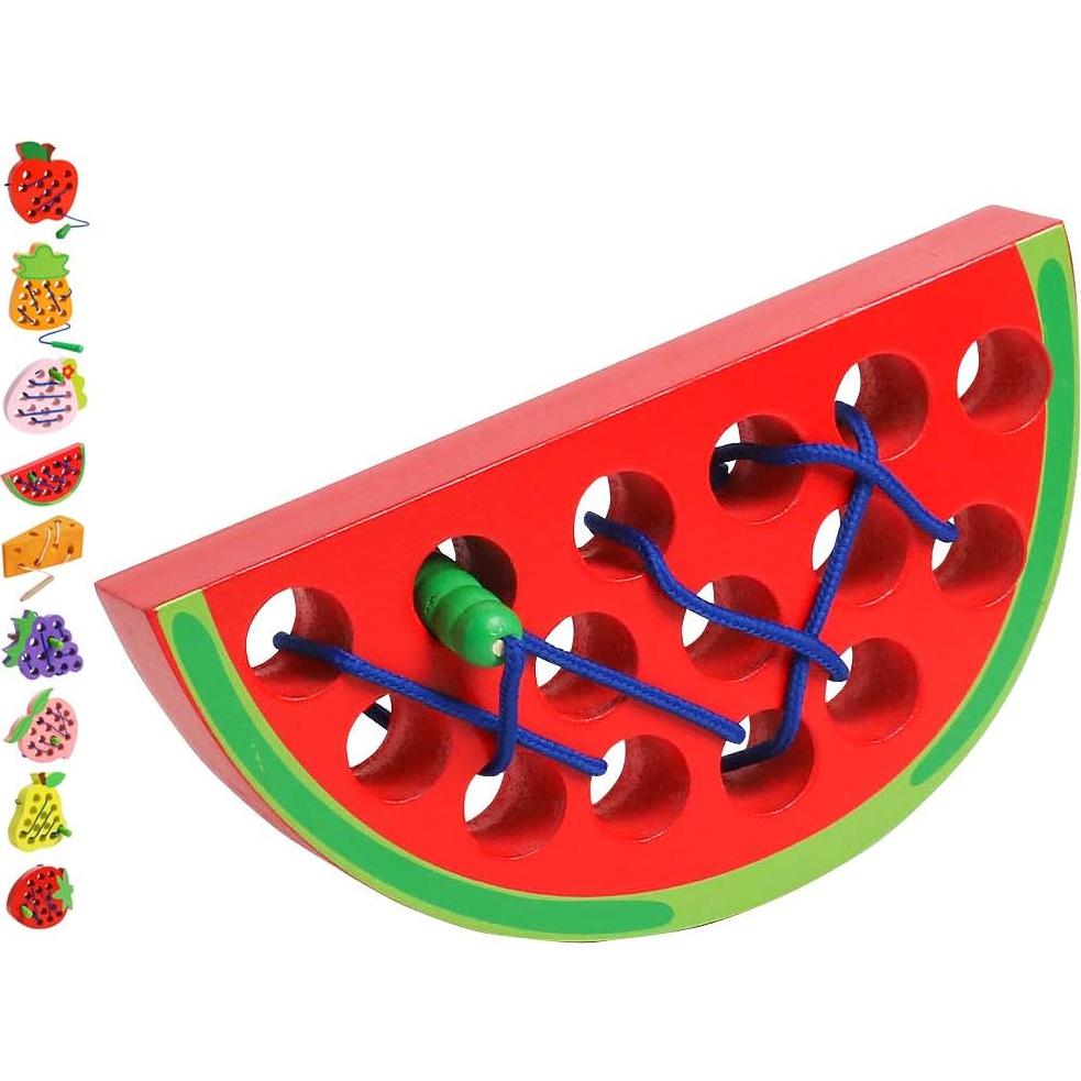 Juguete de Enhebrado de Madera Skrtuan Sandía 15x14 cm