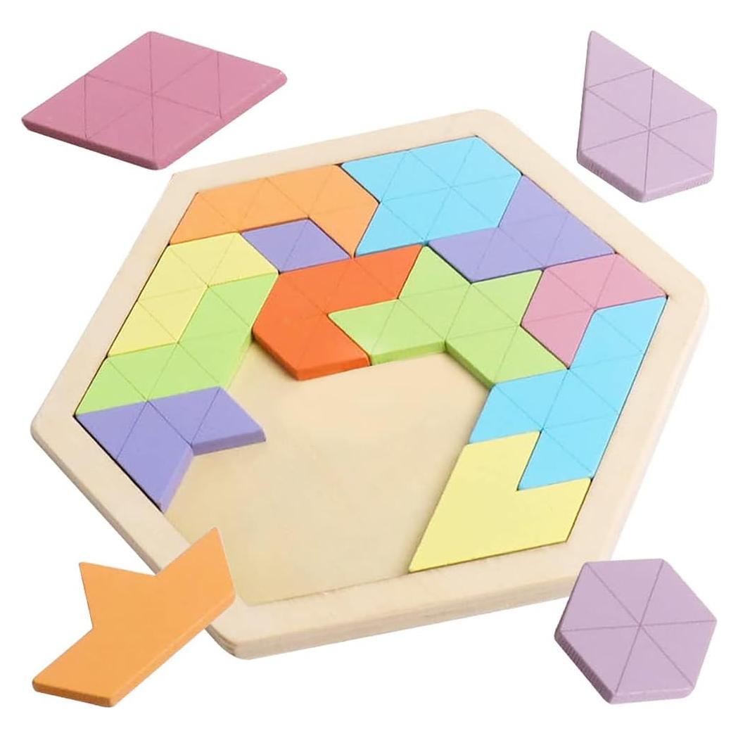 Rompecabezas Hexagonal de Madera Skrtuan 18.5x16 cm Educativo