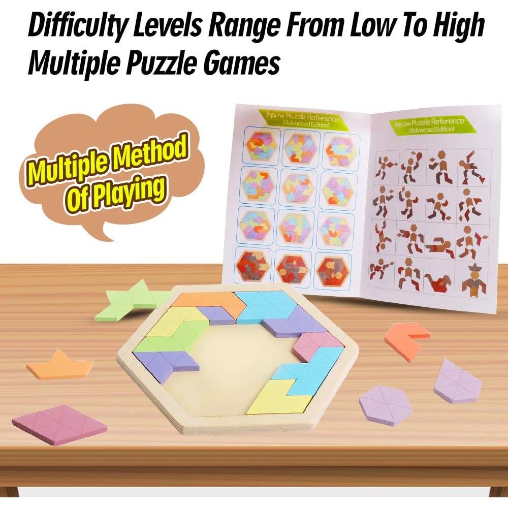 Rompecabezas Hexagonal de Madera Skrtuan 18.5x16 cm Educativo