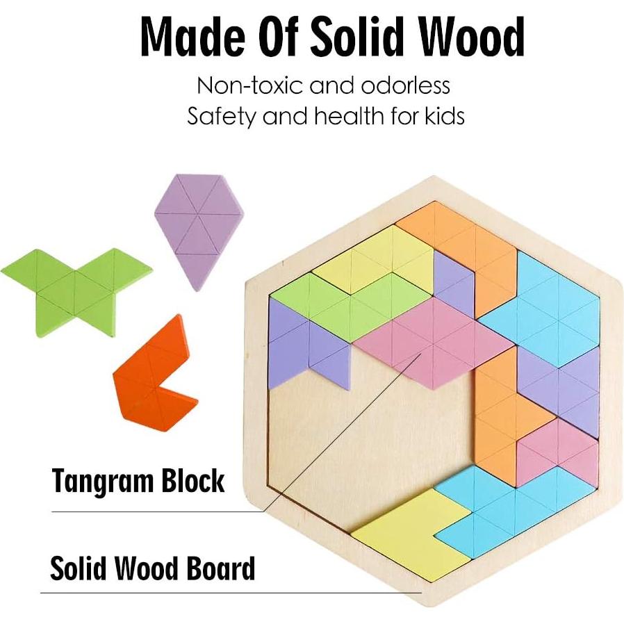 Rompecabezas Hexagonal de Madera Skrtuan 18.5x16 cm Educativo