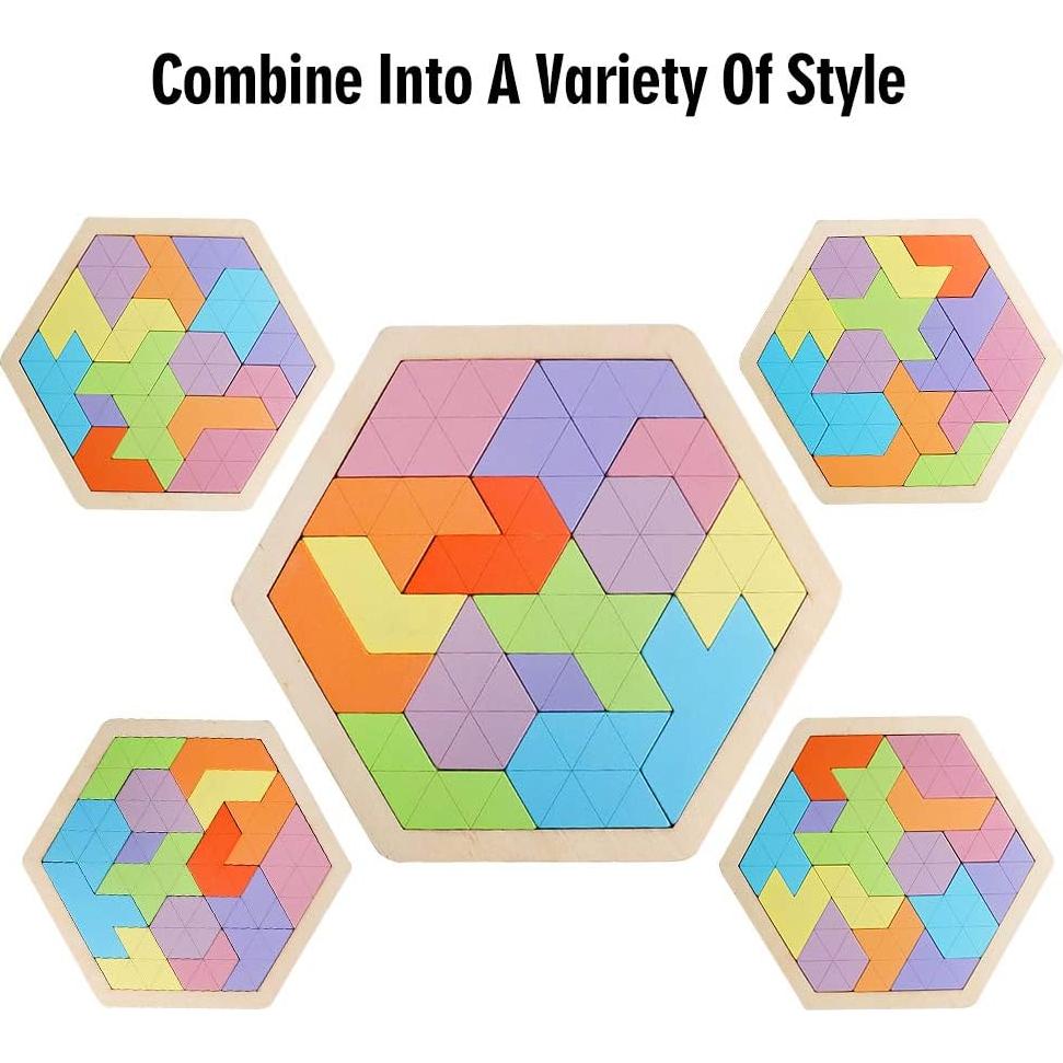 Rompecabezas Hexagonal de Madera Skrtuan 18.5x16 cm Educativo