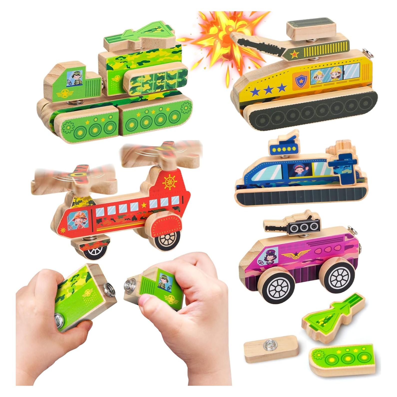 Bloques de Construcción Militar de Madera Teekdeer, 33 Piezas