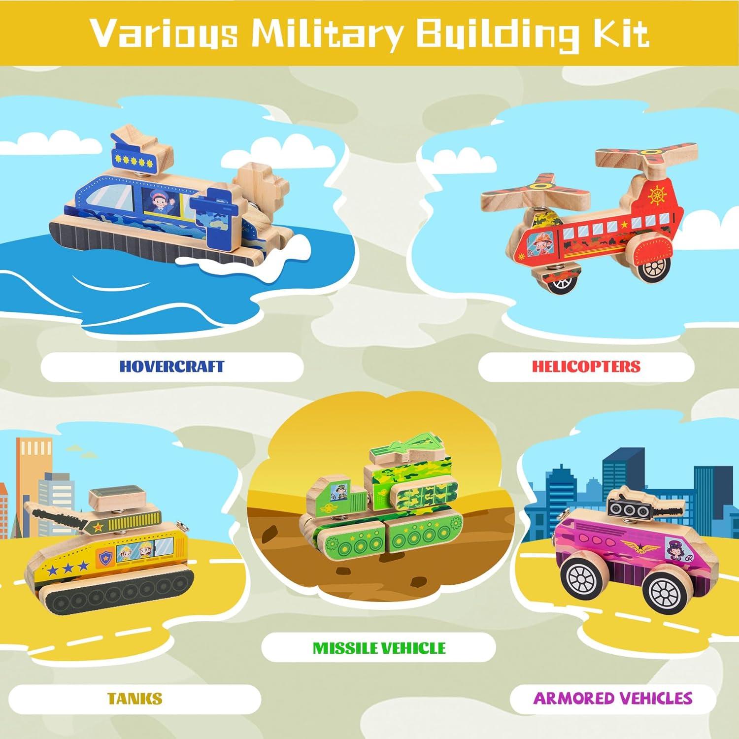 Bloques de Construcción Militar de Madera Teekdeer, 33 Piezas