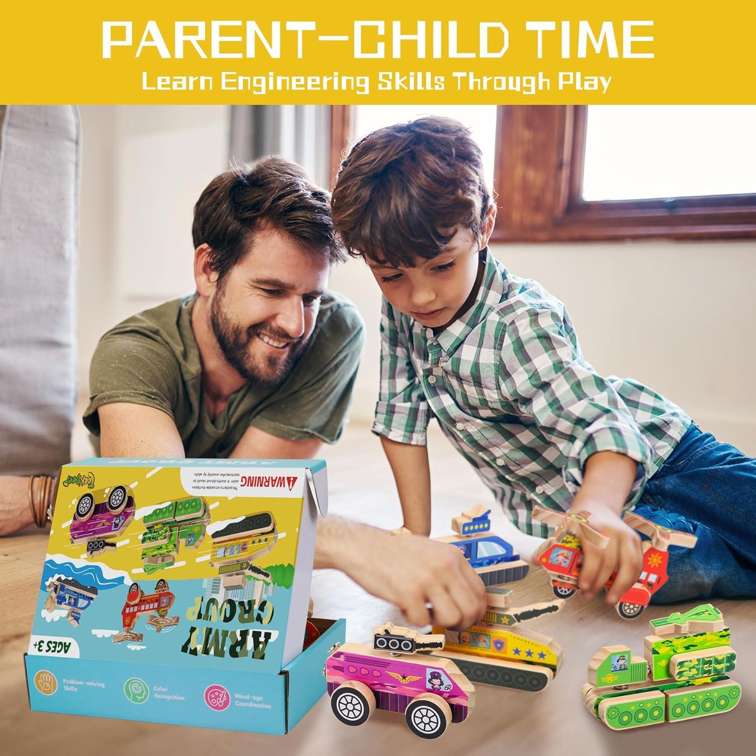 Bloques de Construcción Militar de Madera Teekdeer, 33 Piezas