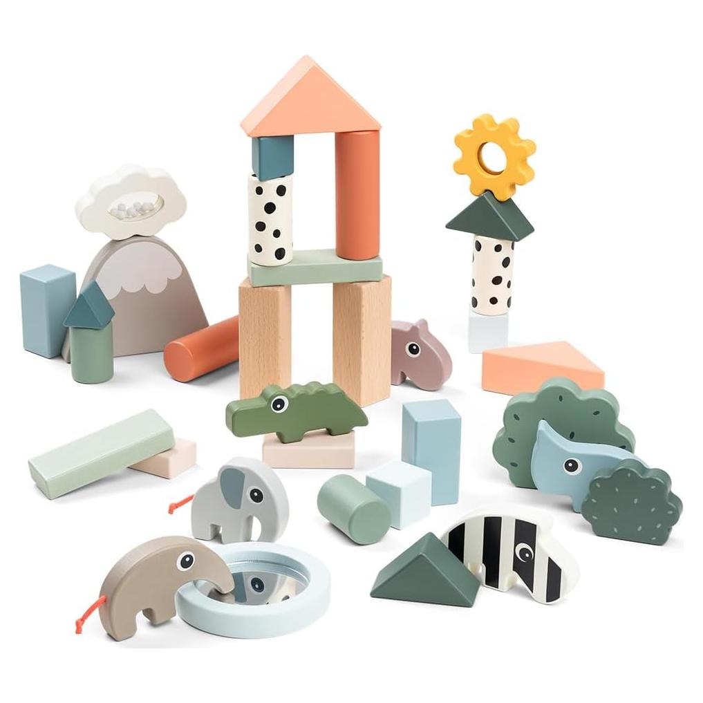 Juego de Bloques de Construcción Done by Deer 34 Piezas - Estimulación Sensorial