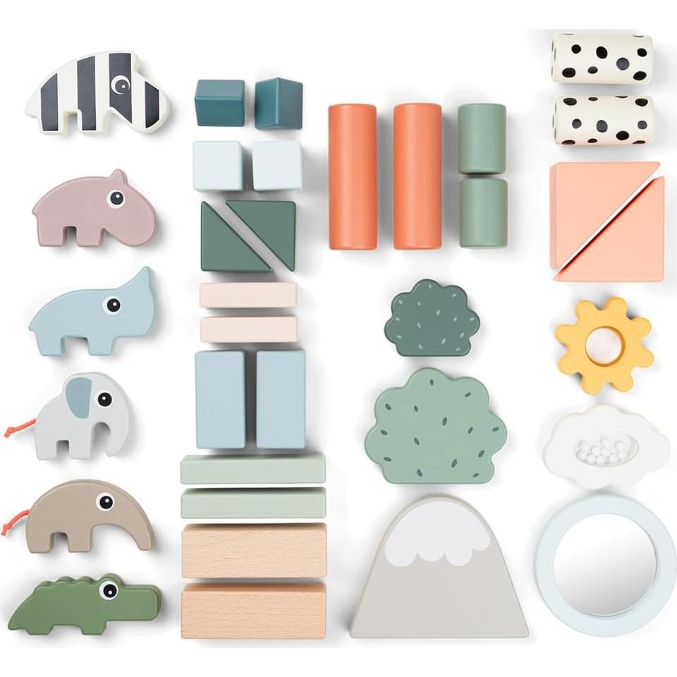 Juego de Bloques de Construcción Done by Deer 34 Piezas - Estimulación Sensorial