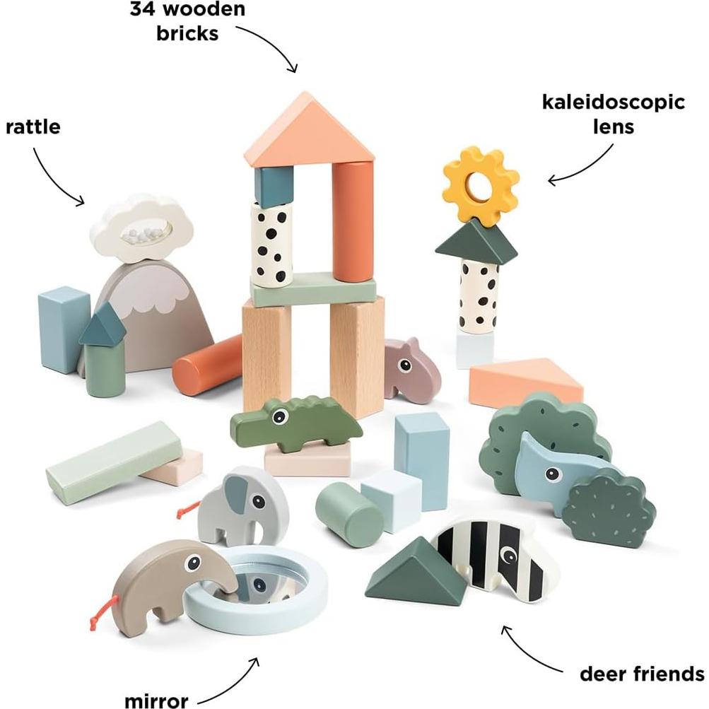 Juego de Bloques de Construcción Done by Deer 34 Piezas - Estimulación Sensorial