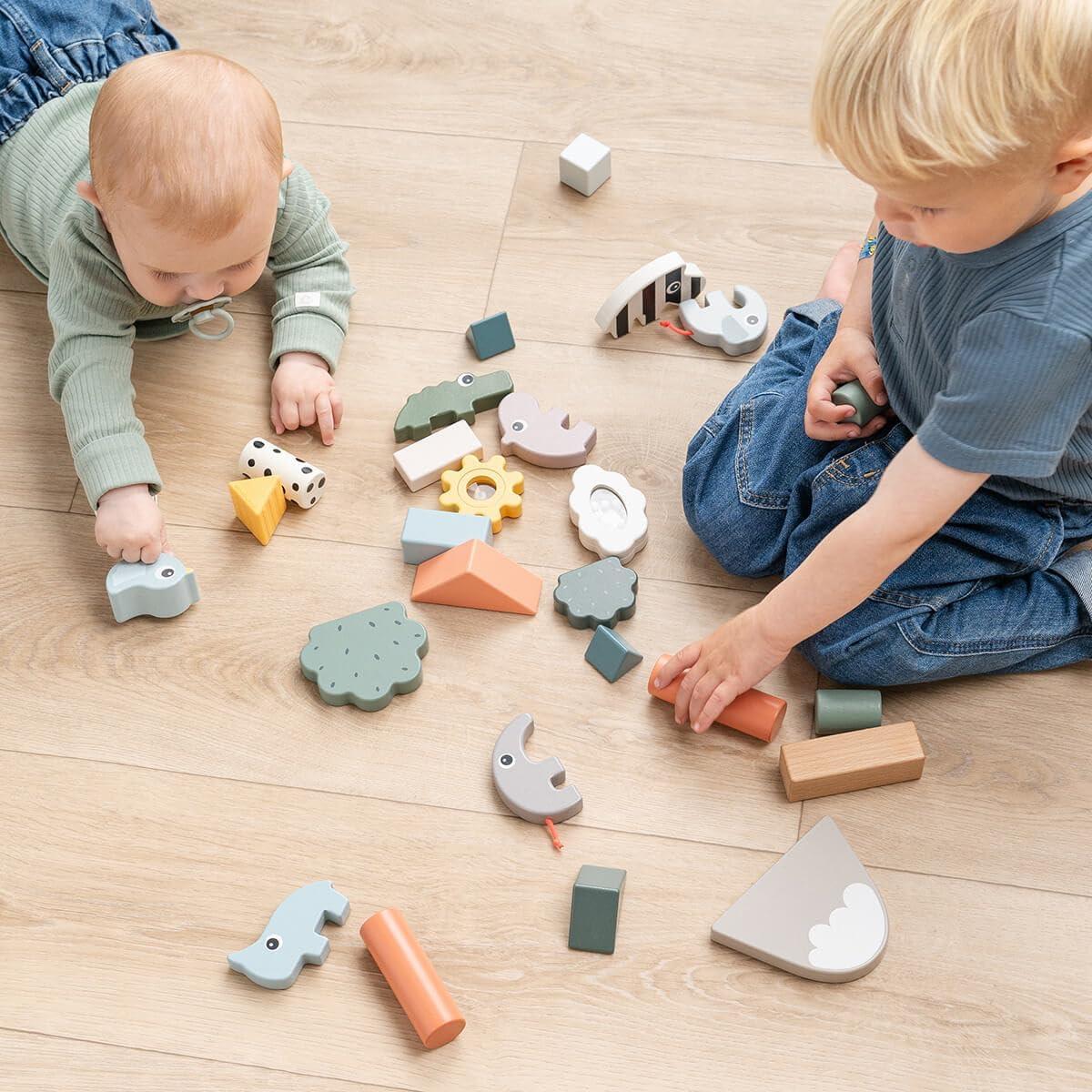 Juego de Bloques de Construcción Done by Deer 34 Piezas - Estimulación Sensorial