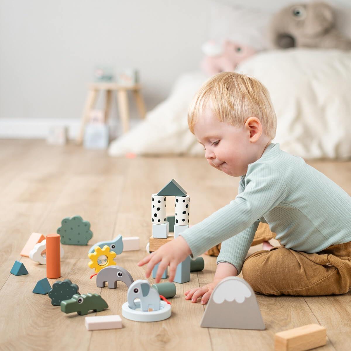 Juego de Bloques de Construcción Done by Deer 34 Piezas - Estimulación Sensorial