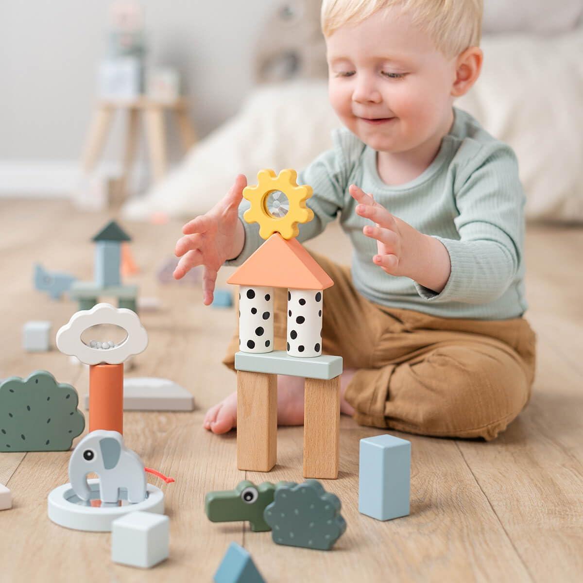 Juego de Bloques de Construcción Done by Deer 34 Piezas - Estimulación Sensorial