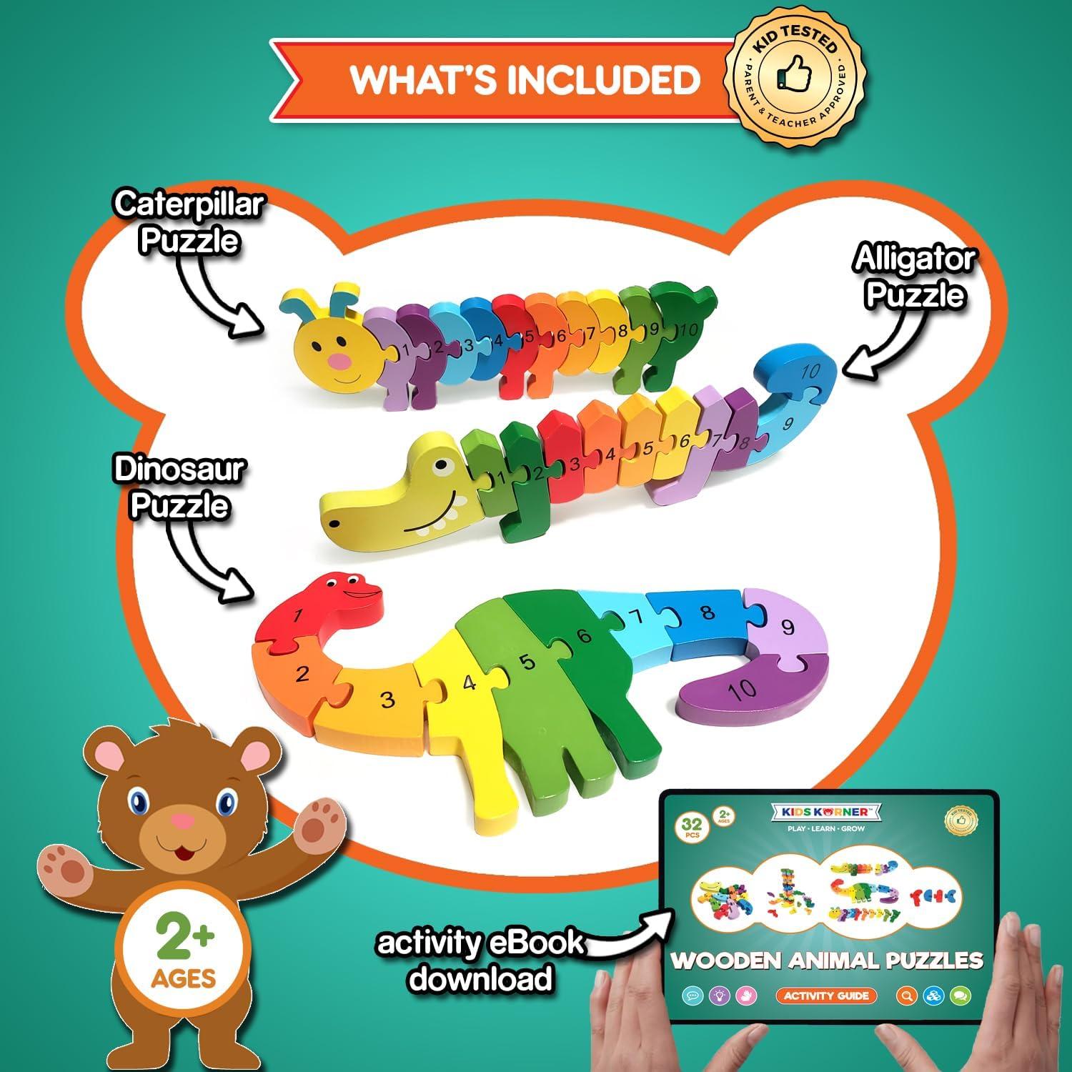 Rompecabezas de Madera Kids Korner - Animales y Números 1-10