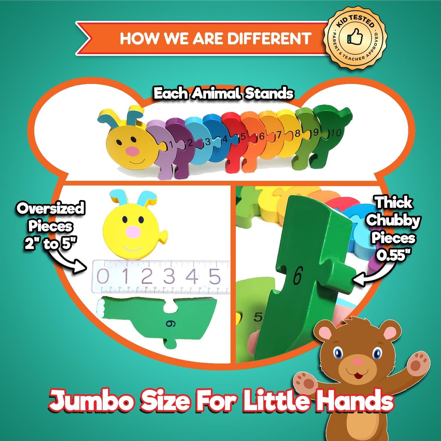 Rompecabezas de Madera Kids Korner - Animales y Números 1-10