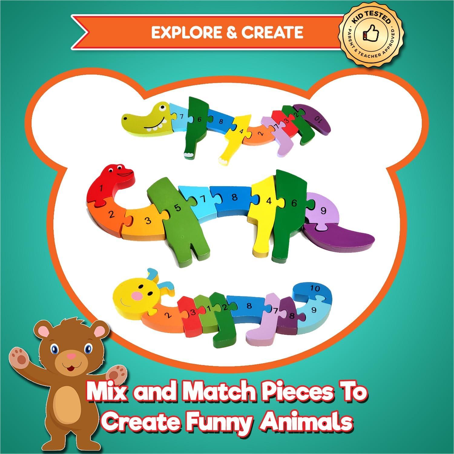 Rompecabezas de Madera Kids Korner - Animales y Números 1-10