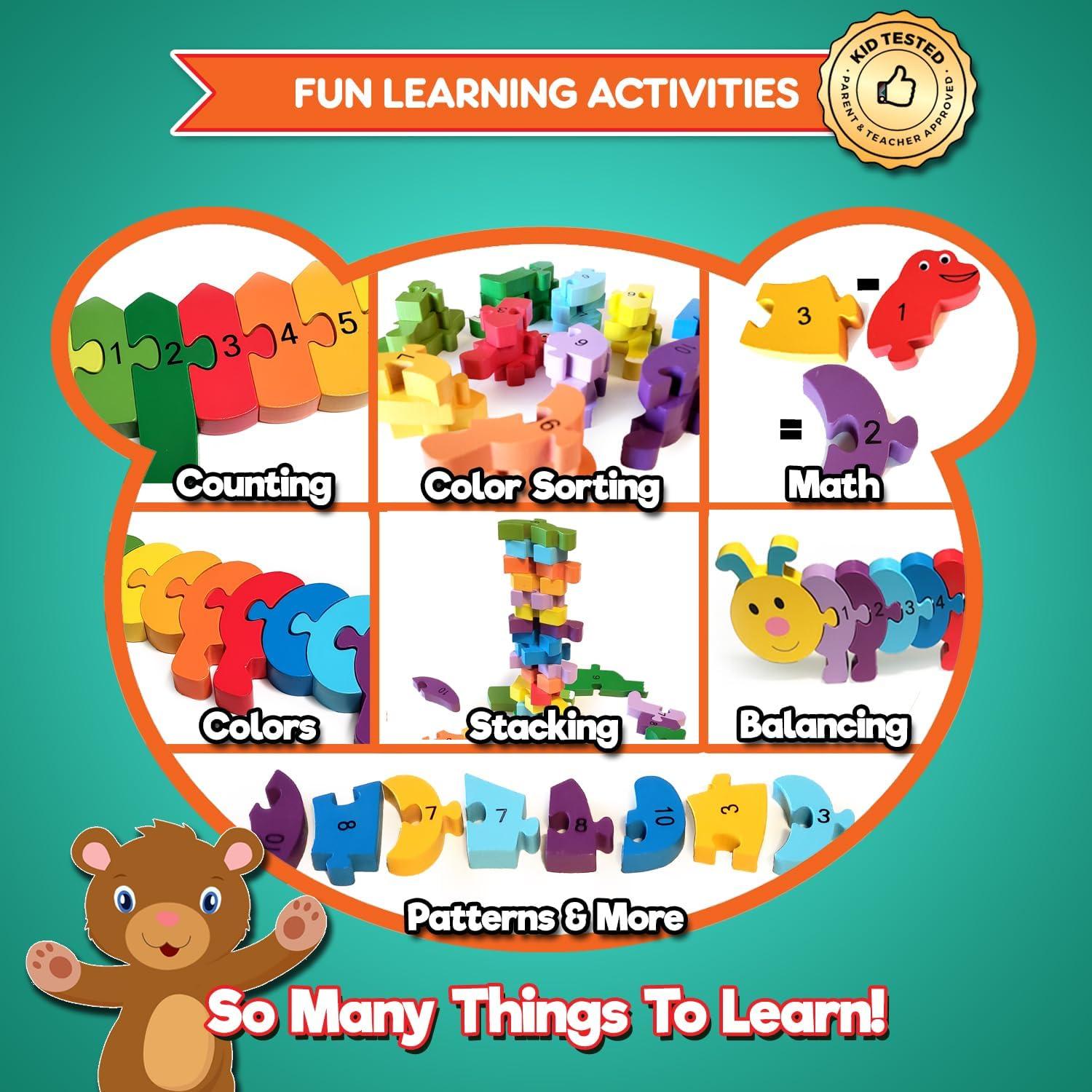 Rompecabezas de Madera Kids Korner - Animales y Números 1-10