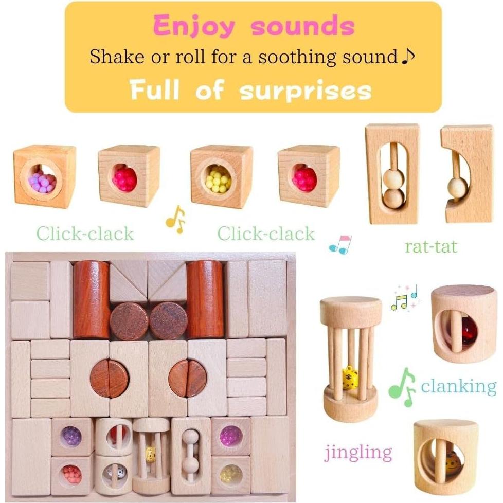 Bloques de Sonido de Madera Tanoshimu 42pcs Montessori 3+