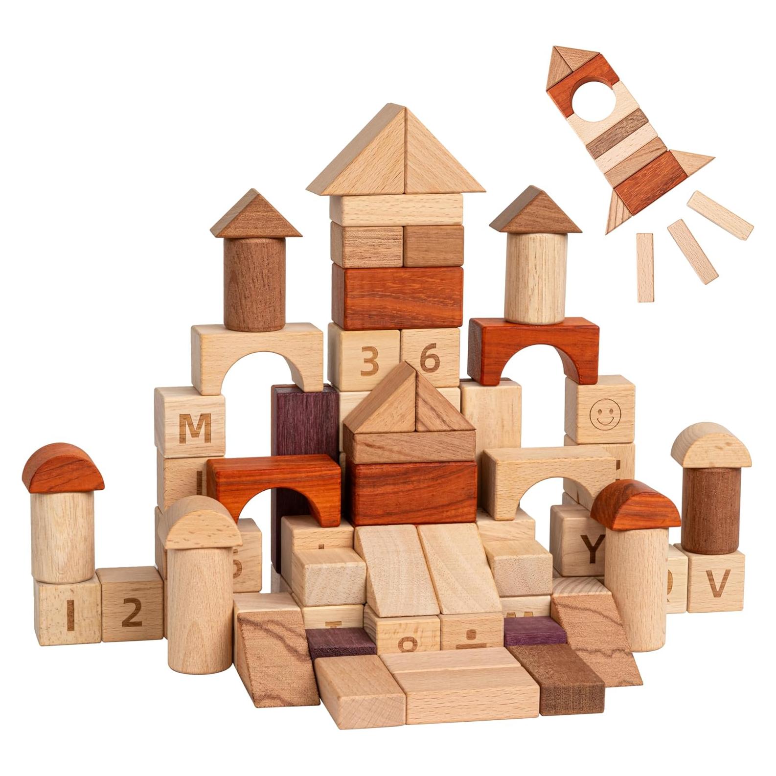 Conjunto de Bloques de Construcción Montessori de Madera - 86 Piezas