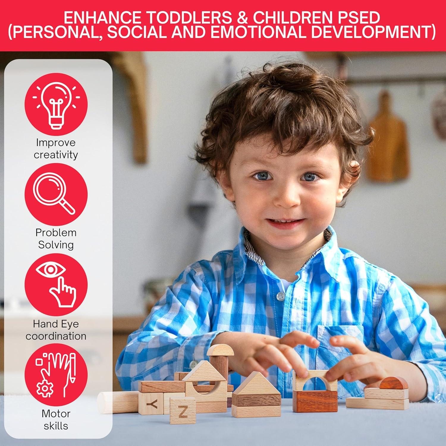 Conjunto de Bloques de Construcción Montessori de Madera - 86 Piezas