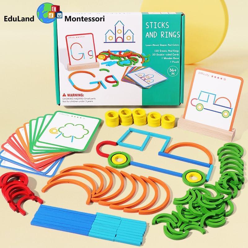Juego de Construcción Montessori EduLand con Palos y Anillos