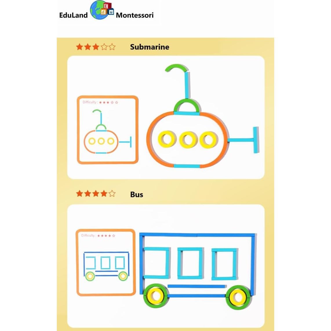 Juego de Construcción Montessori EduLand con Palos y Anillos