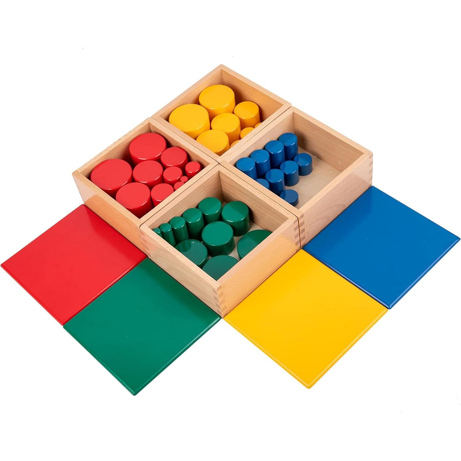 Bloques de Apilamiento Montessori de Madera - Set de 4 Colores