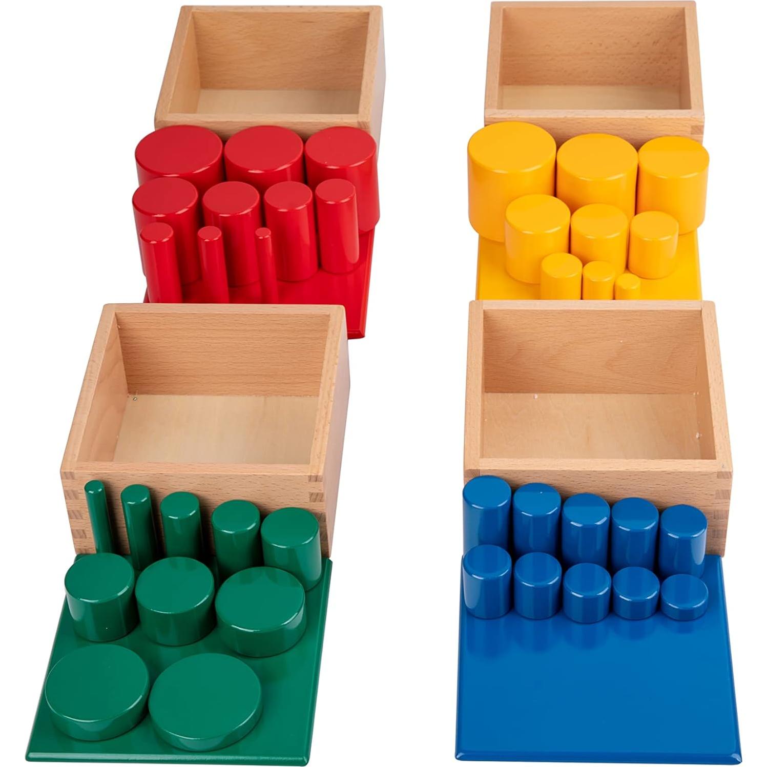 Bloques de Apilamiento Montessori de Madera - Set de 4 Colores