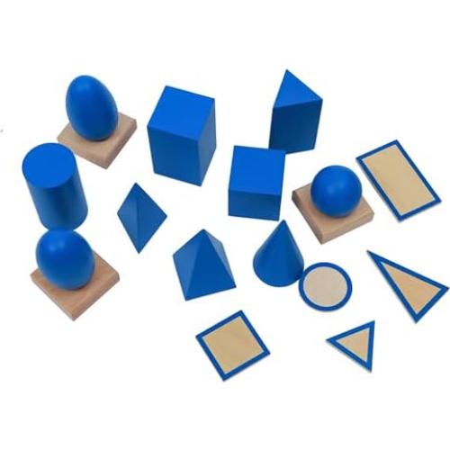Juguetes Montessori Bloques Geométricos Azules 3D para Niños 3+