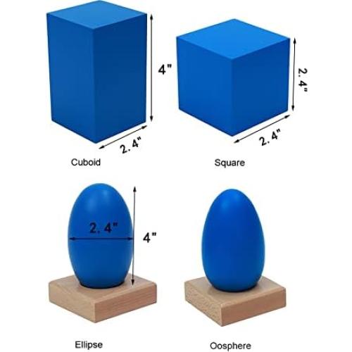 Juguetes Montessori Bloques Geométricos Azules 3D para Niños 3+